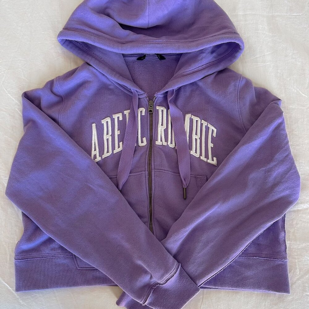 Abercrombie and Fitch womens purple zip up with branding womens large